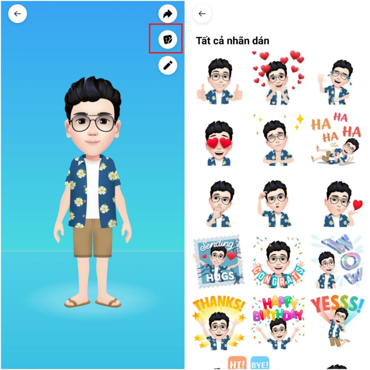 Cách tạo avatar Facebook, sticker theo ảnh đại diện Facebook Messenger cực thú vị