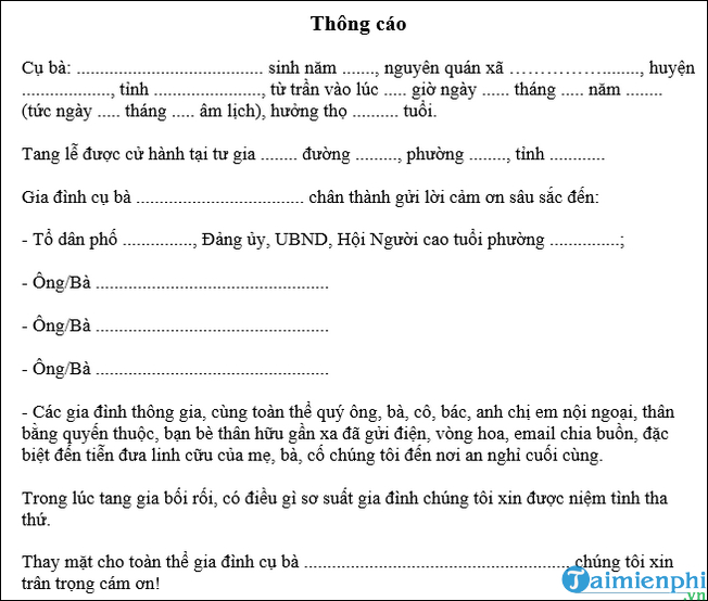 Lời tri ân tang lễ - Ngắn gọn, chân thành