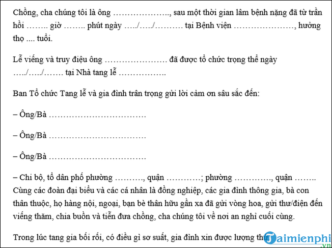 Lời tri ân tang lễ - Ngắn gọn, chân thành