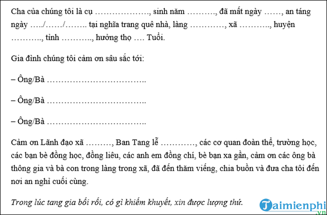 Lời tri ân tang lễ - Ngắn gọn, chân thành