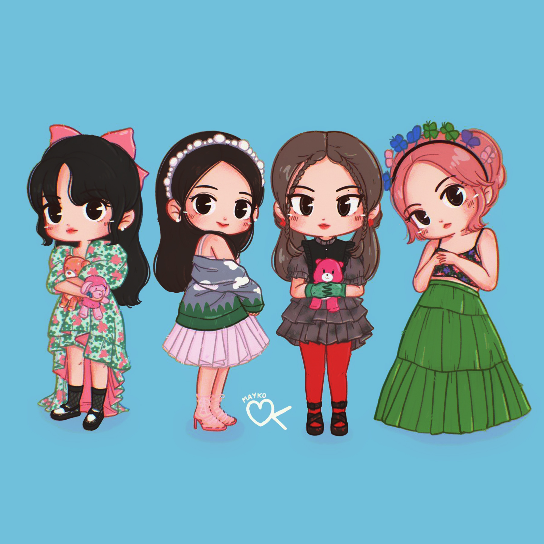 Bức tranh BlackPink chibi đẹp tuyệt vời