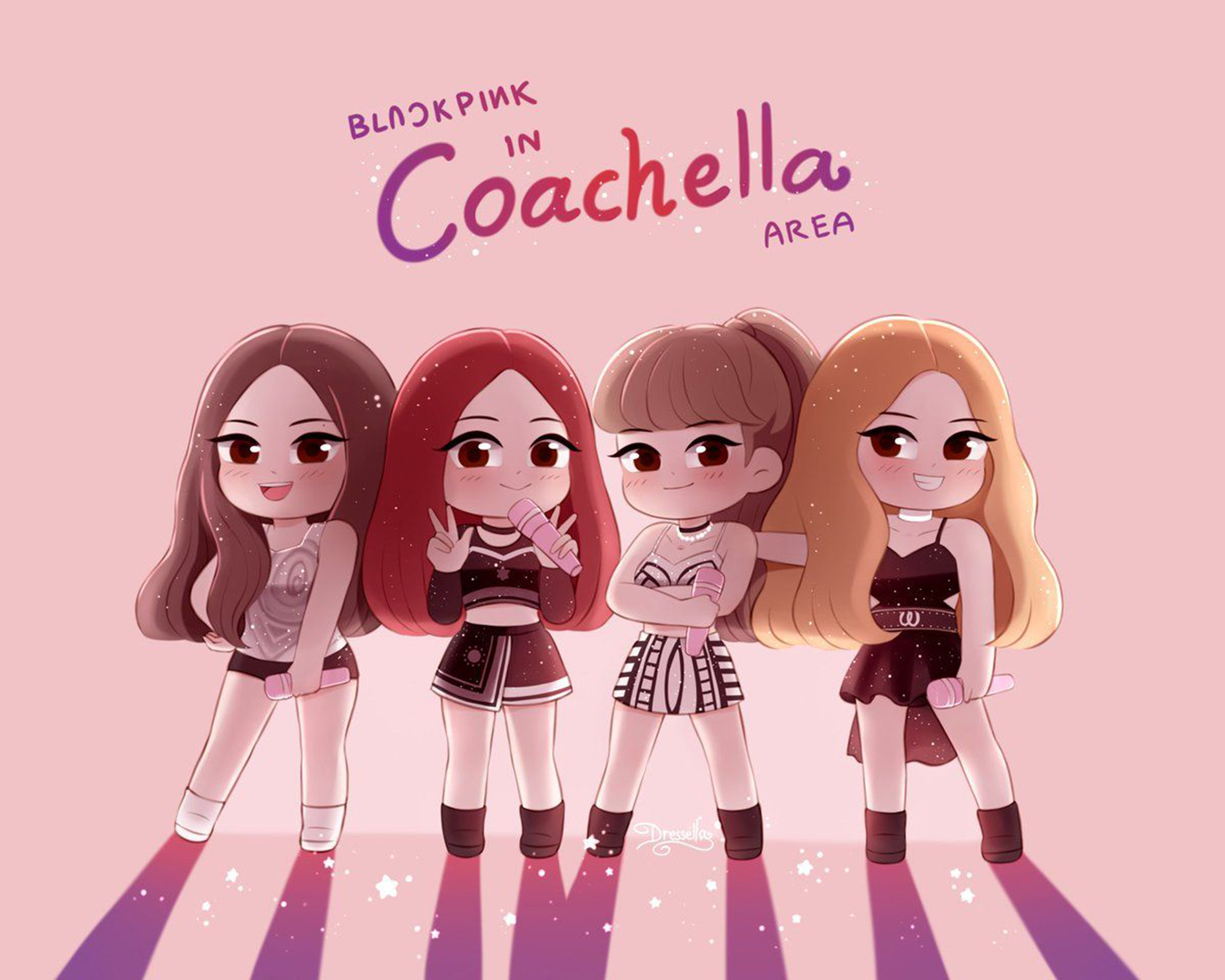 Bức tranh BlackPink chibi đẹp tuyệt vời