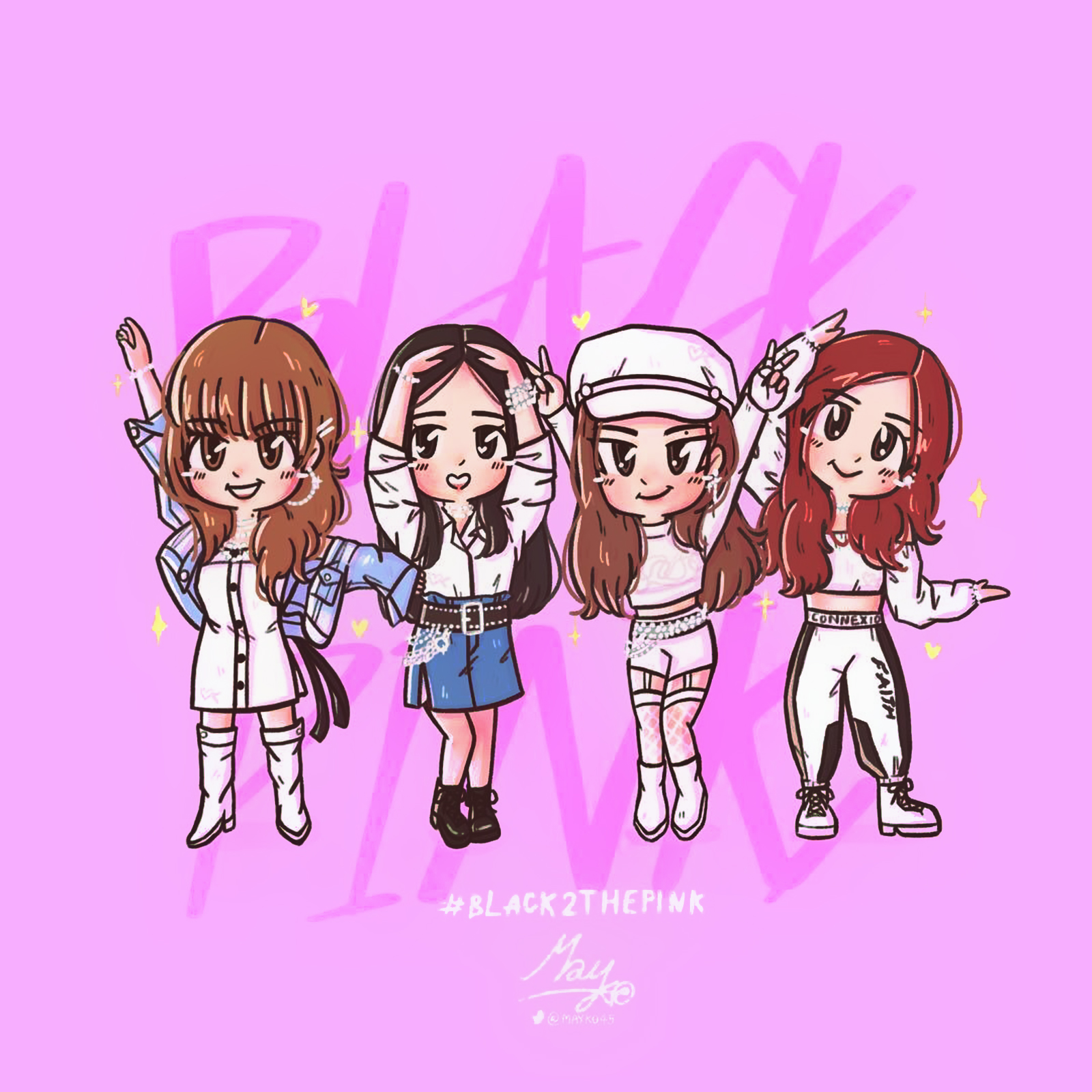 Bức tranh BlackPink chibi đẹp tuyệt vời