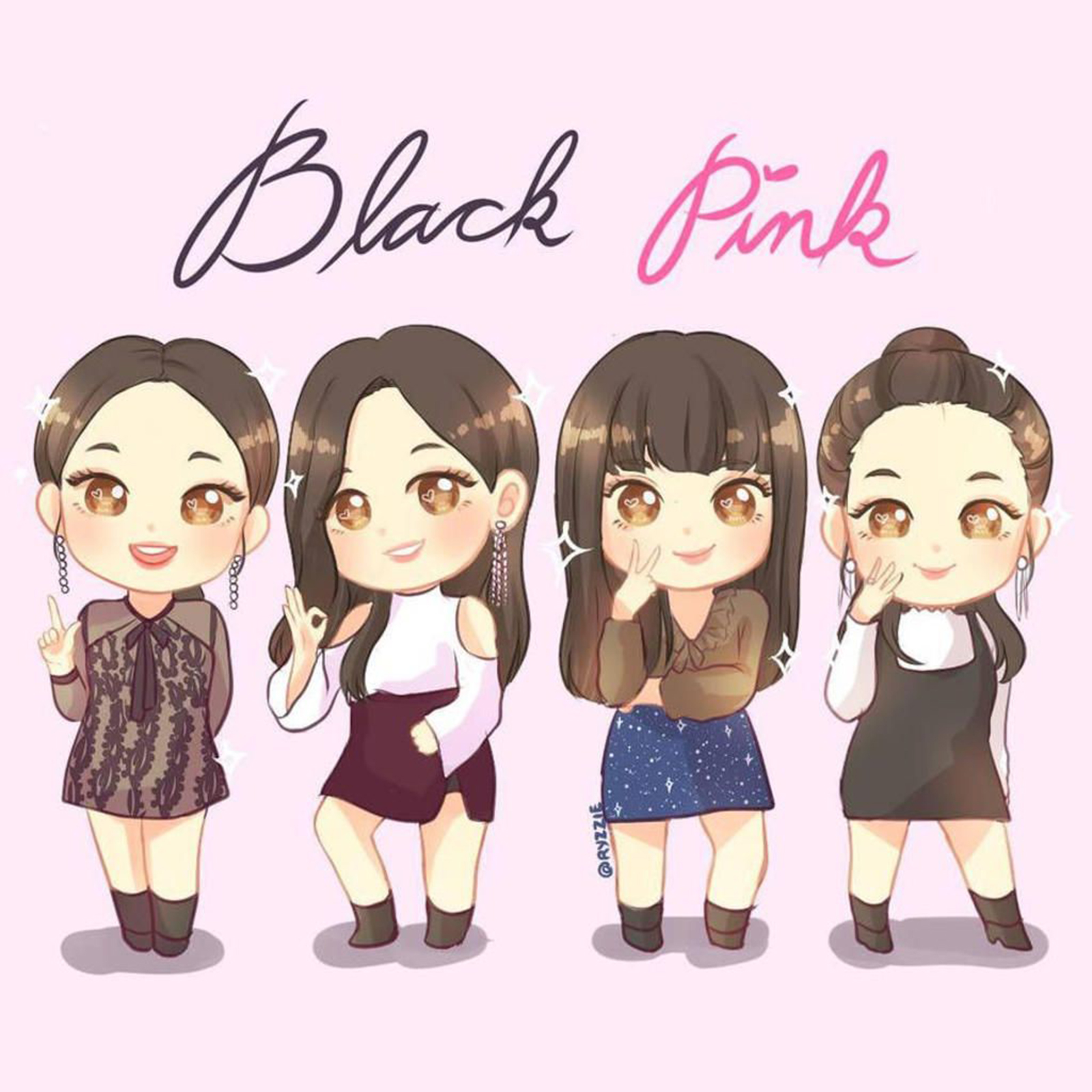 Bức tranh BlackPink chibi đẹp tuyệt vời