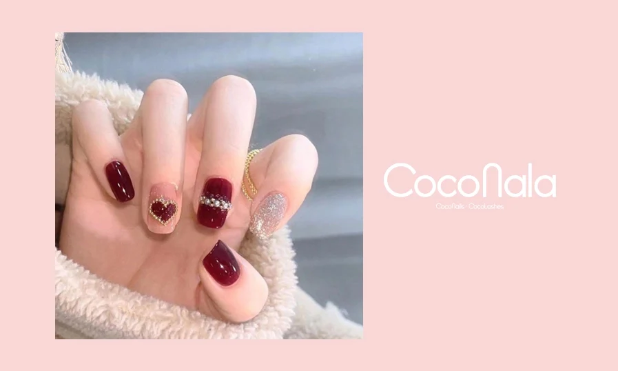 Các mẫu nail màu đỏ rượu đẹp dành cho đôi tay quyến rũ