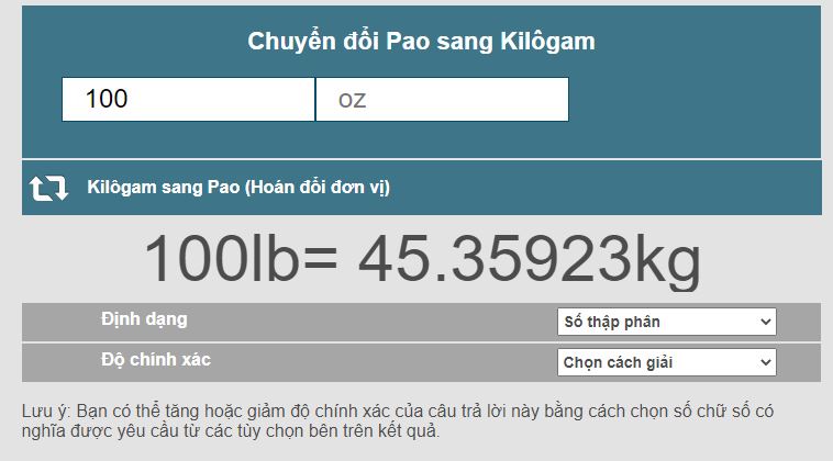 1 Pound bằng bao nhiêu kg? 1 kg bằng nhiêu Pound?