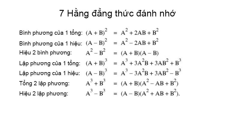 7 Hằng Đẳng Thức đáng nhớ trong Toán học lớp 8 và hệ quả