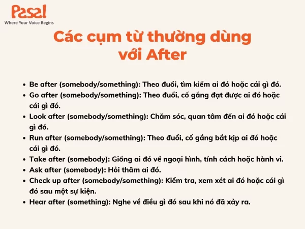 Sau after là gì? Cách dùng chi tiết của cấu trúc after