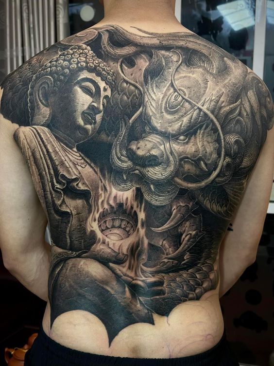 200+ hình xăm đầu rồng bích lưng, kín bụng cực chất - Genztattoo