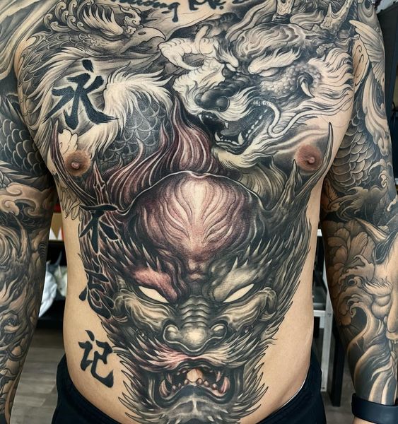 200+ hình xăm đầu rồng bích lưng, kín bụng cực chất - Genztattoo