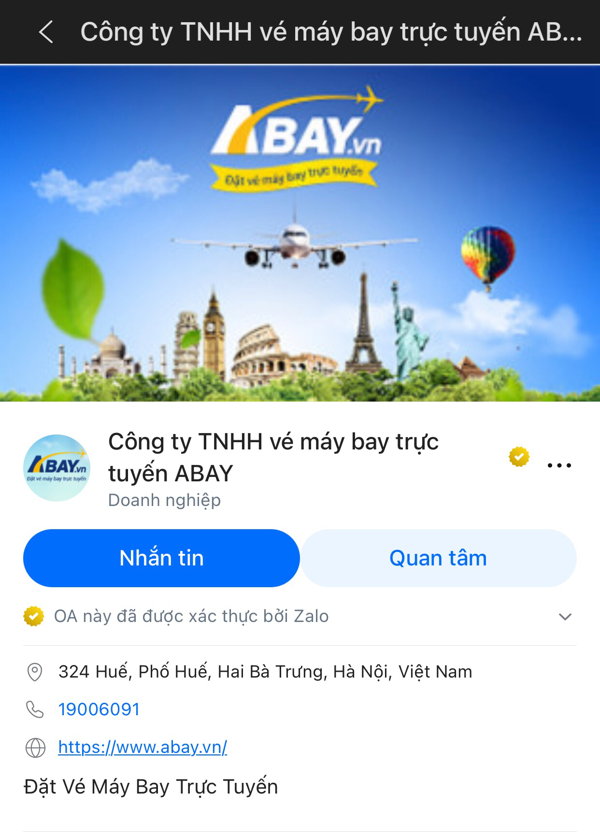 Hướng dẫn cách liên hệ với ABAY qua Zalo