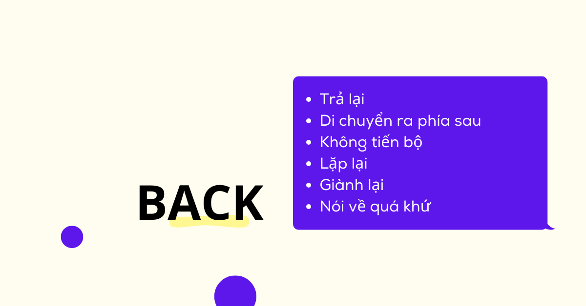 Học nghĩa các tiểu từ phổ biến trong cụm động từ | Phần 6: BACK