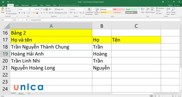 3 Cách chia cột trong excel đơn giản kèm ví dụ chi tiết