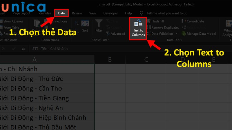 3 Cách chia cột trong excel đơn giản kèm ví dụ chi tiết