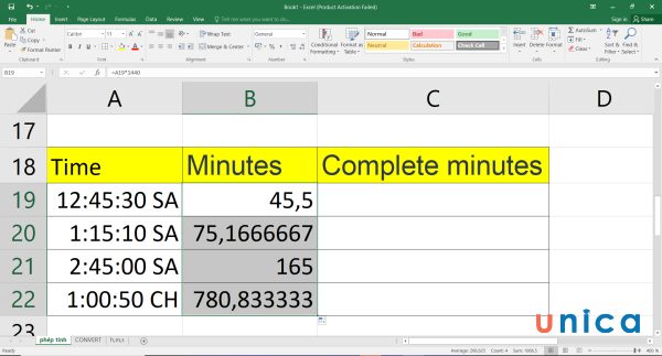 Cách chuyển thời gian thành giờ, cách đổi giờ ra phút trong Excel