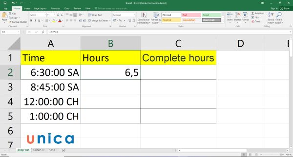 Cách chuyển thời gian thành giờ, cách đổi giờ ra phút trong Excel