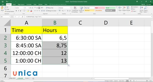 Cách chuyển thời gian thành giờ, cách đổi giờ ra phút trong Excel