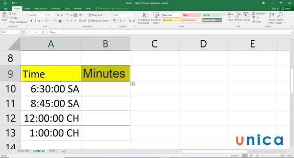 Cách chuyển thời gian thành giờ, cách đổi giờ ra phút trong Excel