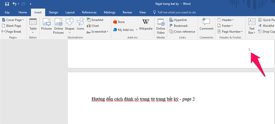 Cách đánh số trang cơ bản trong Word từ 2007 đến 2010/2013/2016
