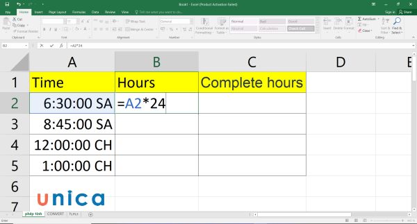 Cách chuyển thời gian thành giờ, cách đổi giờ ra phút trong Excel