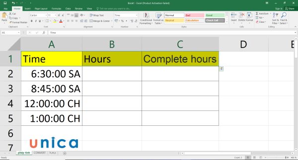 Cách chuyển thời gian thành giờ, cách đổi giờ ra phút trong Excel