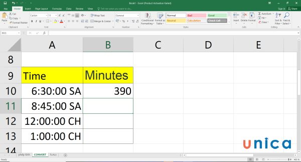 Cách chuyển thời gian thành giờ, cách đổi giờ ra phút trong Excel