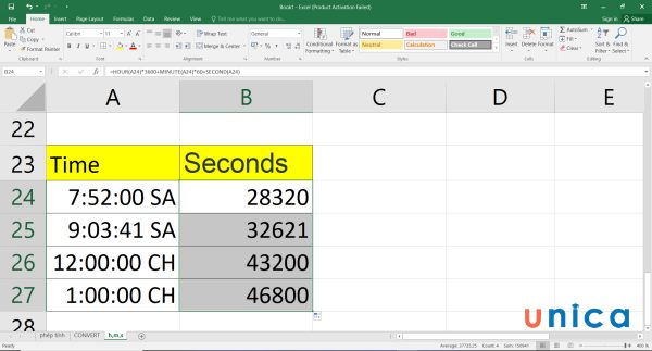 Cách chuyển thời gian thành giờ, cách đổi giờ ra phút trong Excel