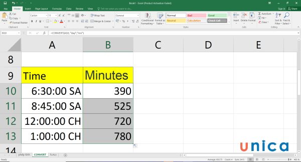 Cách chuyển thời gian thành giờ, cách đổi giờ ra phút trong Excel