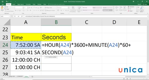 Cách chuyển thời gian thành giờ, cách đổi giờ ra phút trong Excel