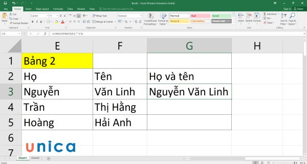 Cách gộp ô trong Excel nhanh chóng mà không mất dữ liệu