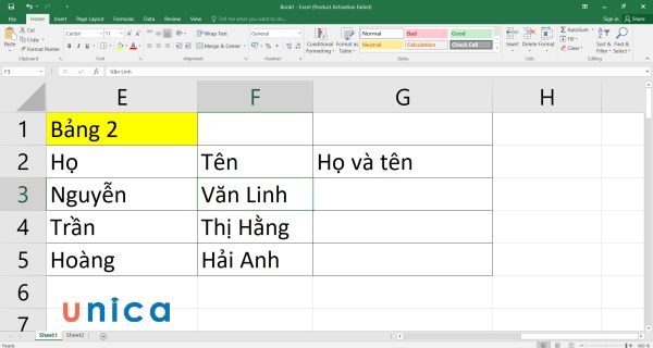 Cách gộp ô trong Excel nhanh chóng mà không mất dữ liệu