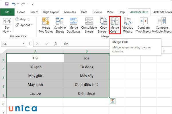 Cách gộp ô trong Excel nhanh chóng mà không mất dữ liệu