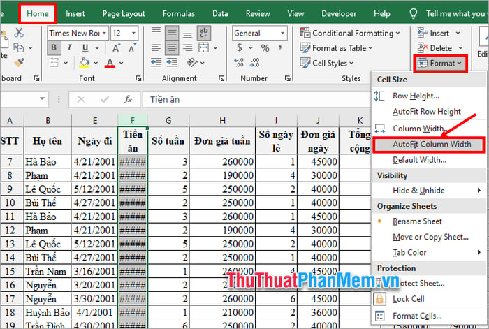 Hiển thị đầy đủ nội dung trong ô Excel