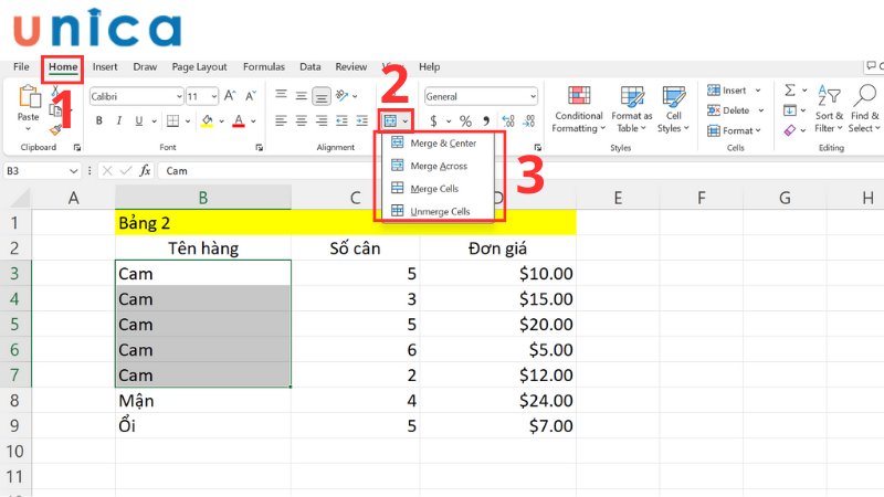 Cách gộp ô trong Excel nhanh chóng mà không mất dữ liệu