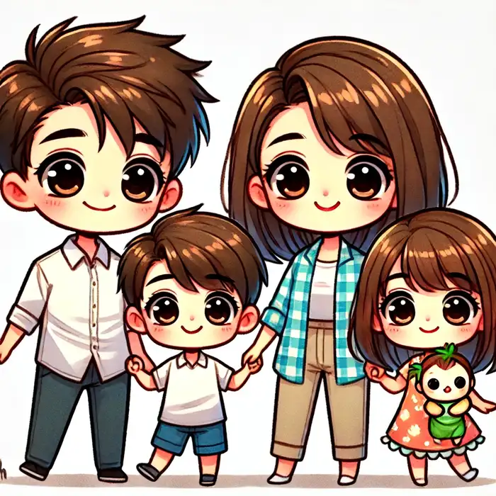 99+ Hình ảnh chibi gia đình 4 người hạnh phúc làm avatar đẹp