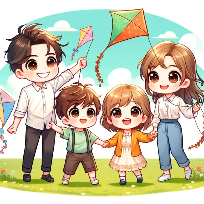 99+ Hình ảnh chibi gia đình 4 người hạnh phúc làm avatar đẹp