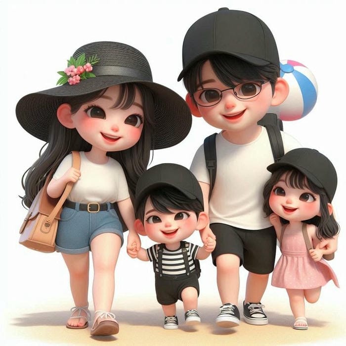 99+ Hình ảnh chibi gia đình 4 người hạnh phúc làm avatar đẹp