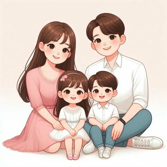 99+ Hình ảnh chibi gia đình 4 người hạnh phúc làm avatar đẹp