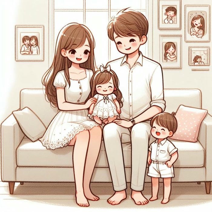 99+ Hình ảnh chibi gia đình 4 người hạnh phúc làm avatar đẹp