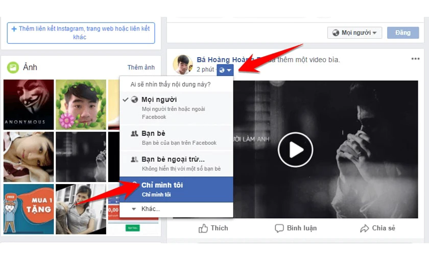 Cách ẩn để ảnh bìa Facebook chế độ chỉ mình tôi (riêng tư)