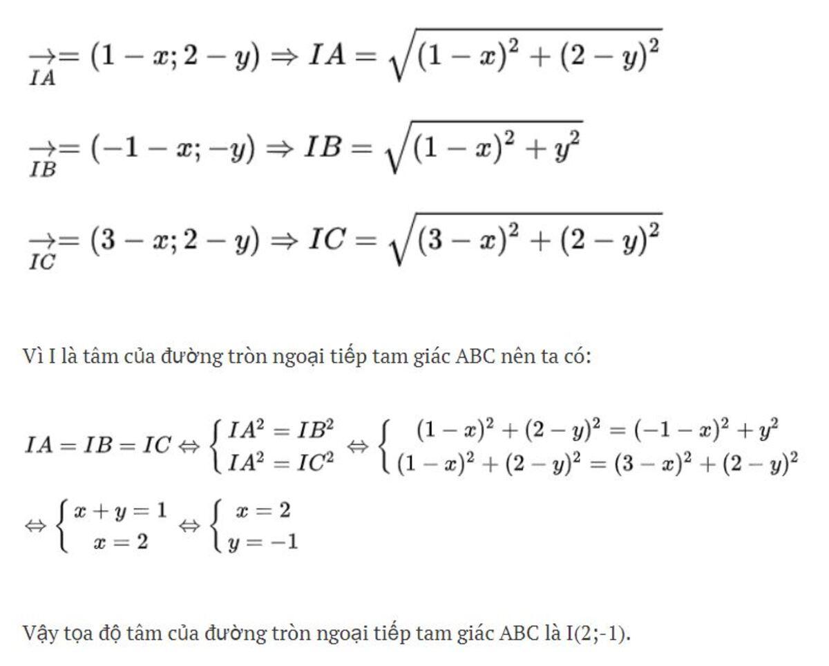 Xác định tâm đường tròn ngoại tiếp