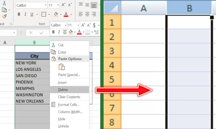 Cách xóa cột trong Excel 2003, 2007, 2013 kèm ví dụ dễ hiểu