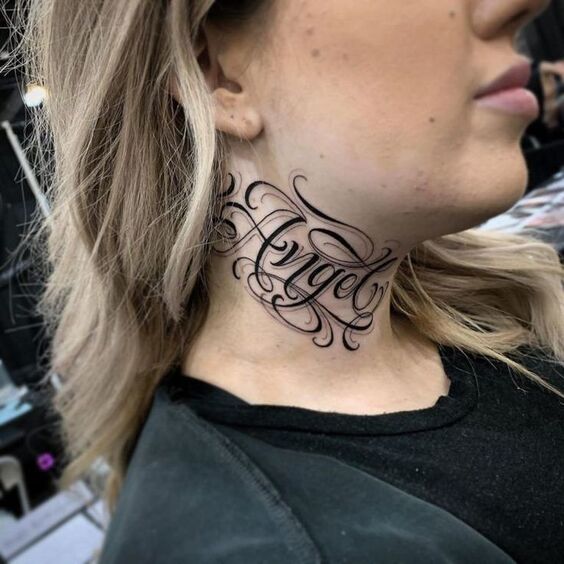 Trọn bộ 555+ hình xăm chữ ở cổ đẹp, phong cách, độc đáo - Genztattoo