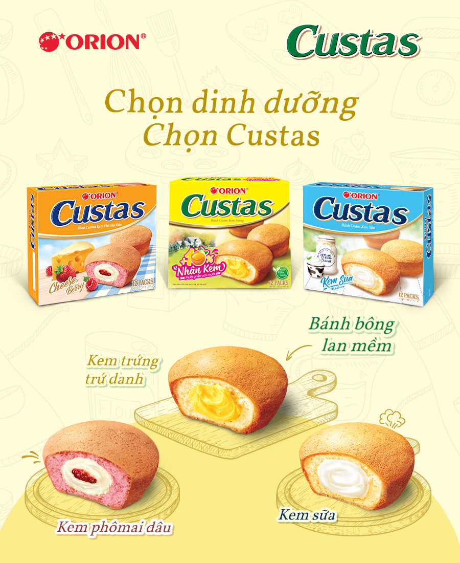 CUSTAS - THỨC BÁNH DINH DƯỠNG TỪ TRỨNG TƯƠI CỦA ORION - Công ty TNHH Thực phẩm Orion Vina