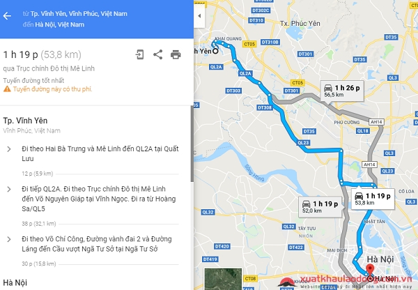 Vĩnh Phúc cách Hà Nội bao nhiêu km? Hướng dẫn đi từ Vĩnh Phúc lên Hà Nội