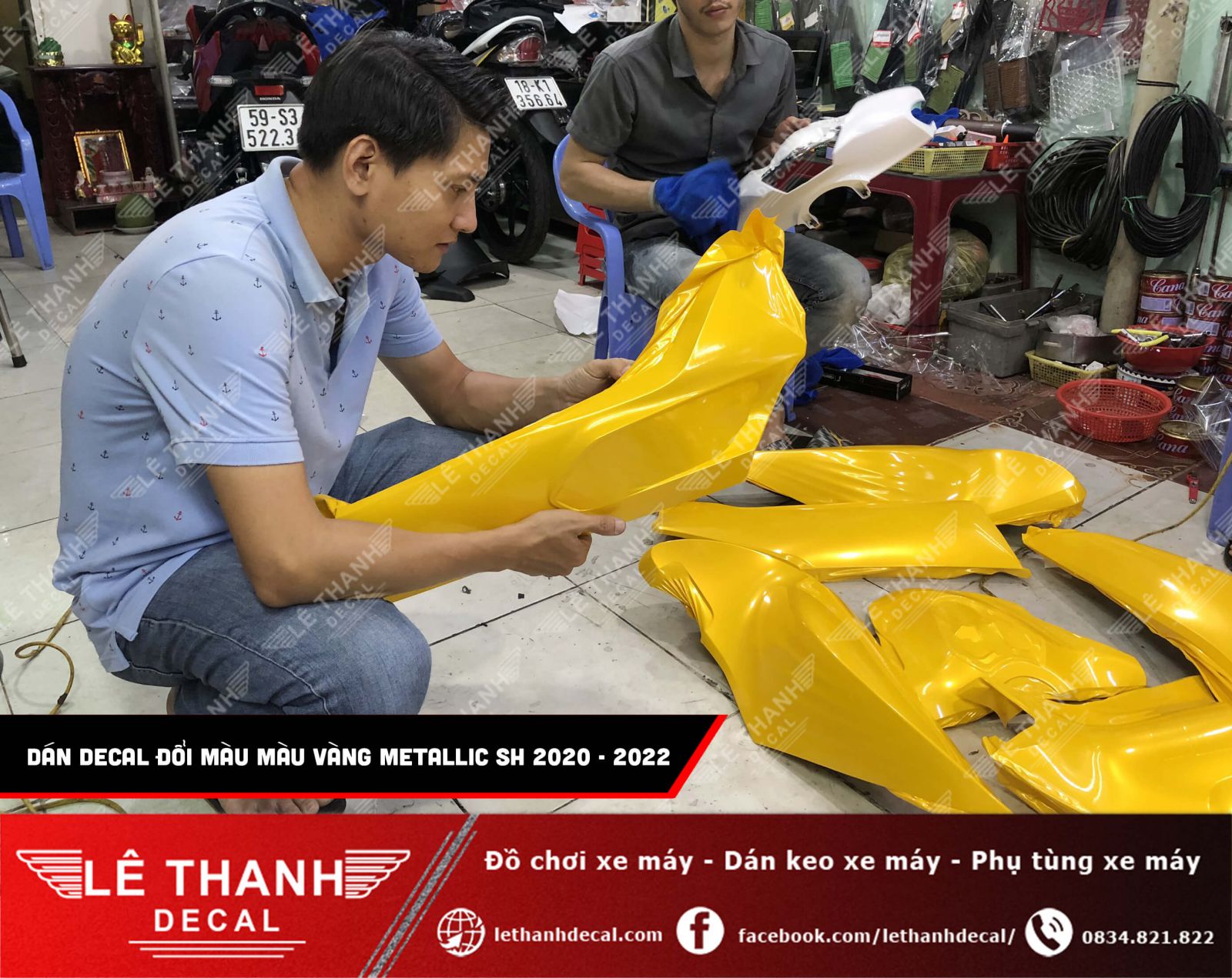 Dán decal đổi màu vàng Metalic SH 2020 - 2022