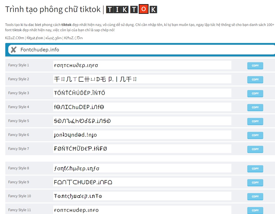 Tạo font chữ đẹp độc đáo với Fontchudep.info