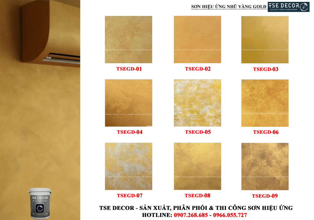 BẢNG MÀU SƠN HIỆU ỨNG NHŨ VÀNG GOLD - TSE DECOR