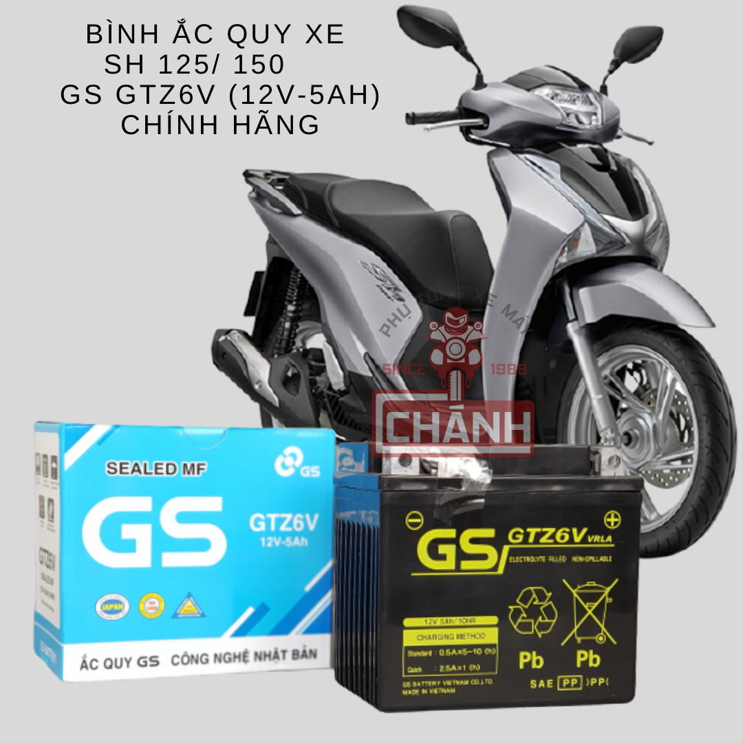 Bình ắc quy xe SH 125/ 150 chính hãng GS (12V-5ah)