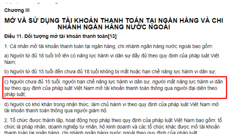 Có căn cước, trẻ em trên 6 tuổi có mở được tài khoản ngân hàng?